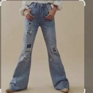 Free People We The Free Victoria Blue Graceland Relaxed Flare Jeans Size 31